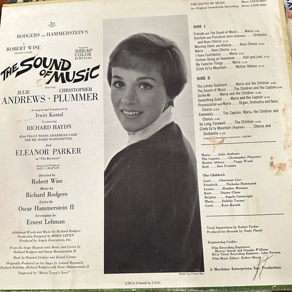 The Sound of Music Soundtrack Vinyl LP RCA LSOD-2005 Julie Andrews. - Picture 2 of 4